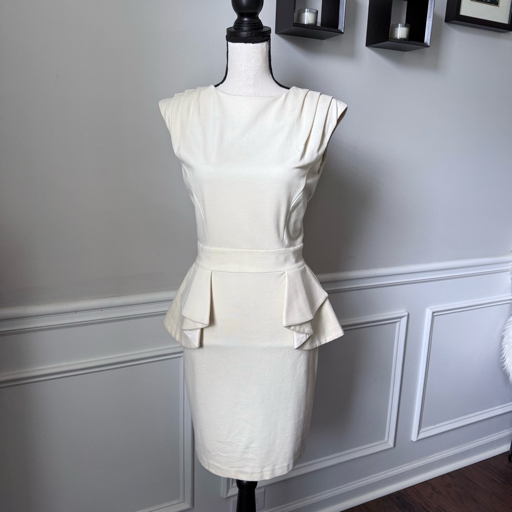 Ted Baker Cream Peplum Zip-Up Dress